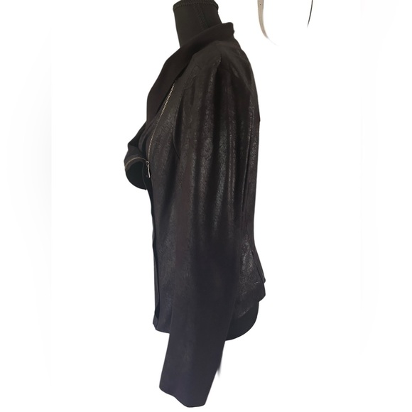 Zara Black Elegant  Faux Leather Jacket, Size L - Picture 3 of 4